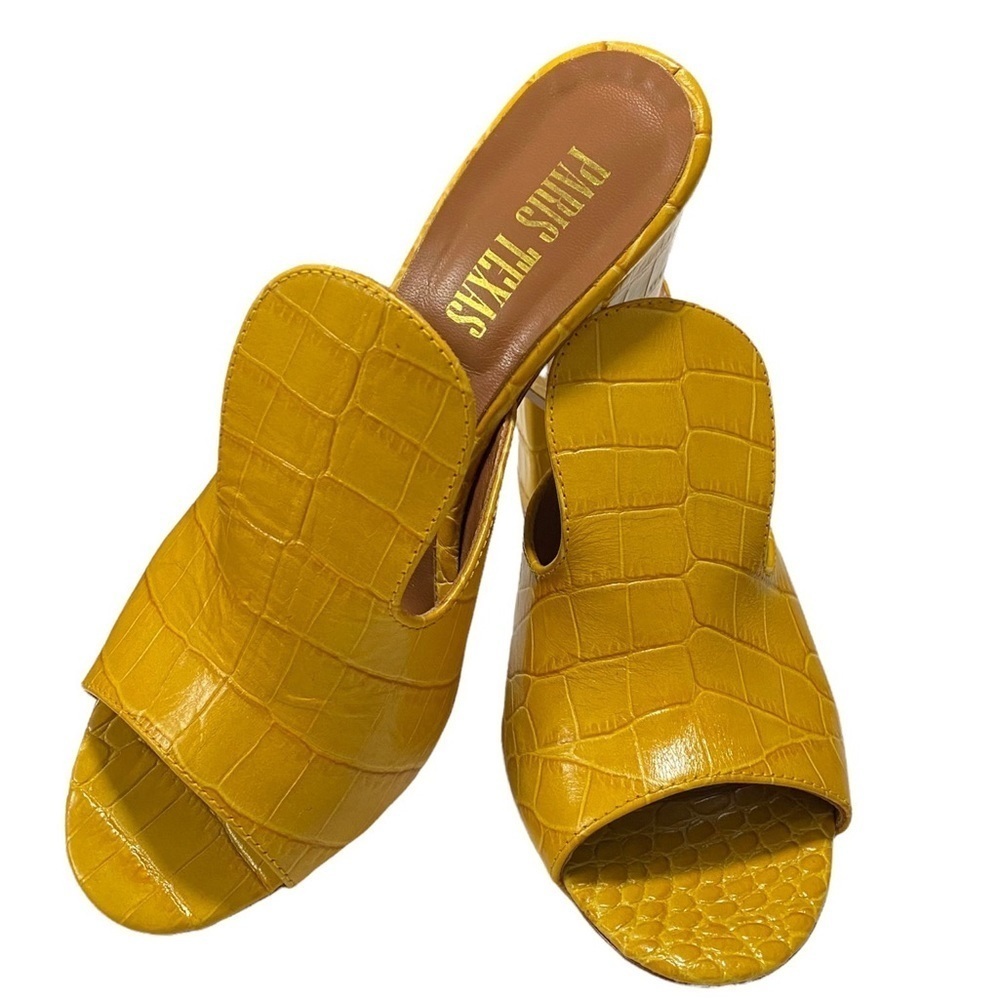 PARIS texas yellow moc croc mules